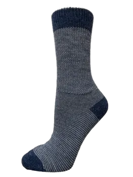 Baby Alpaka Wollsocke - Jeansblau/feine Streifen